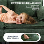 ELUCHANG 153" Oversized Modular Sectional Sofa, Comfy Chenille Cloud Couch, 6-Seater U Shaped Modern Deep Seat Sofa w/Removable Covers for Living Room, Bedroom, DIY Combination - Green