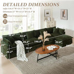 SoarFlash 137" Chenille L Shaped Modular Sofa with Ottoman,Green | Randomly Assemble Modular Sofa Sets, Modern Recliner Deep Seat Sofa Set for Living Room,Office