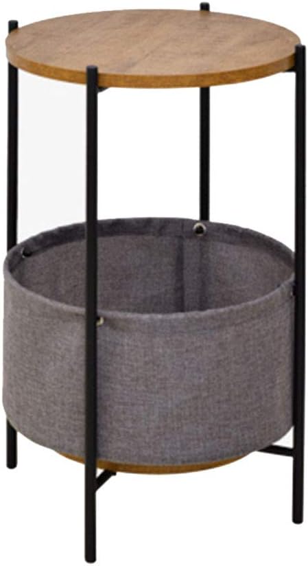 Telephone Table, Round 2 Layer Sofa Side Table,Coffee Table,Telephone Table,2-Storey Storage Shelf,3955CM(Color:Black)