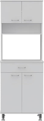 60 Kitchen Pantry with Countertop and Storage - White | Includes bottom cabinet for pots and pans with spacious top surface