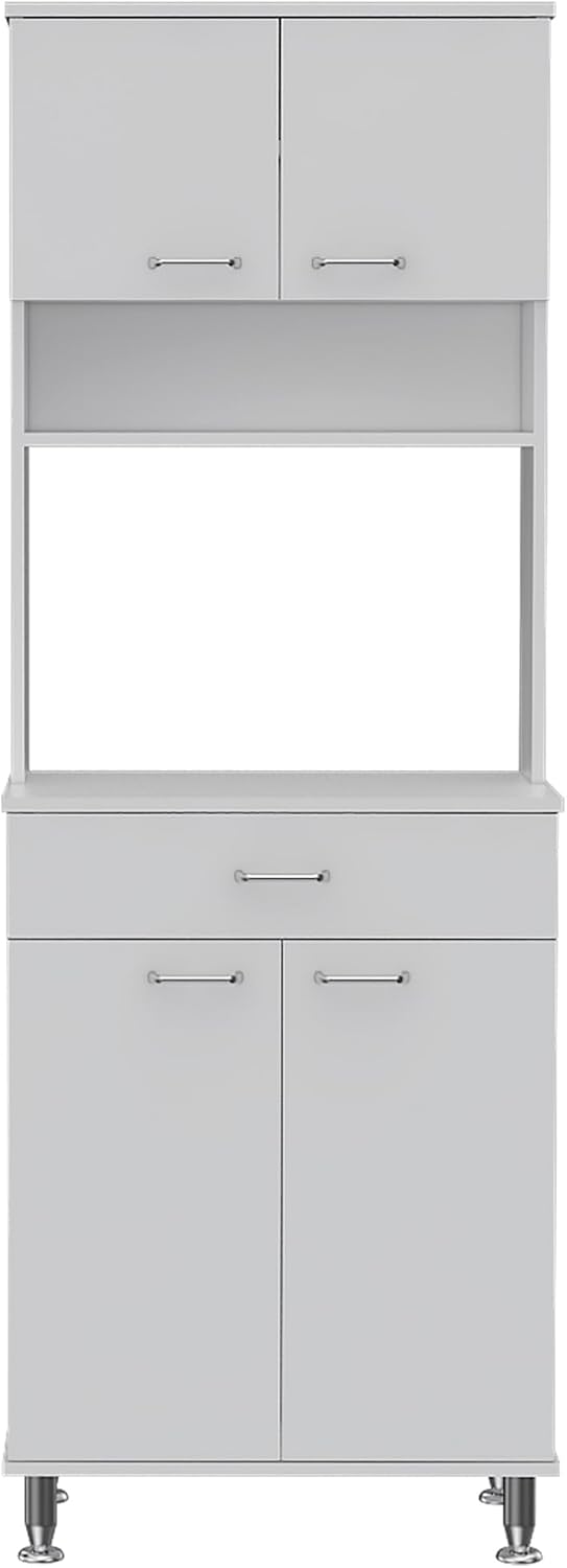 60 Kitchen Pantry with Countertop and Storage - White | Includes bottom cabinet for pots and pans with spacious top surface