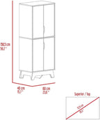 Pamplona Double Kitchen Pantry, Double Door, Four Legs, Four Shelves -Light Oak/White