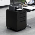 3 Drawer File Cabinet with Lock, Mobile Metal Filing Cabinet for Letter/Legal/A4 Size, Under Desk Rolling Office Storage Cabinet, Fully Assembled, Black