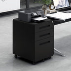 3 Drawer File Cabinet with Lock, Mobile Metal Filing Cabinet for Letter/Legal/A4 Size, Under Desk Rolling Office Storage Cabinet, Fully Assembled, Black