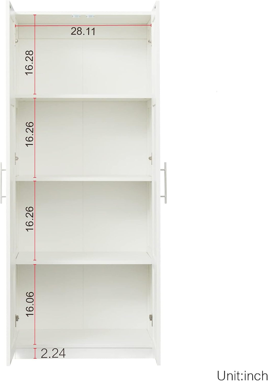 Kitchen Pantry Storage Cabinets, 70.87" Tall Pantry Cabinet with 2 Door and 3 Shelves, Farmhouse Kitchen Cabinets with Handles, Large Freestanding Storage Cabinet, White