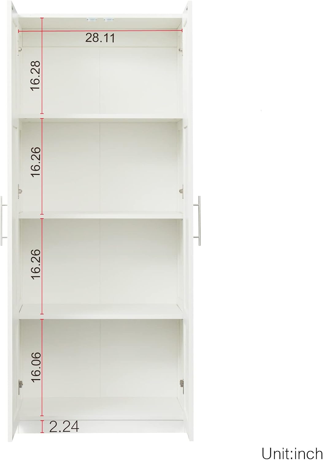 Kitchen Pantry Storage Cabinets, 70.87" Tall Pantry Cabinet with 2 Door and 3 Shelves, Farmhouse Kitchen Cabinets with Handles, Large Freestanding Storage Cabinet, White