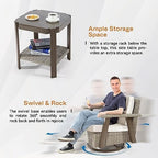 Joyside Outdoor 360° Swivel Rocker Patio Chairs Sets of 2 and Matching Side Table - 3 Piece Wicker Patio Bistro Set with Premium Fabric Cushion(Grey/Beige)