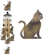 Garden Cat Wind Chimes Outdoor Indoor Decor - with 4 Tubes 7 Cats Wind Chime, Mobile Romantic Cats Wind Catcher, Bronze Cats Wind Bells for Home, Mom Gifts, Balcony, Tree, Festival, Garden Decoration
