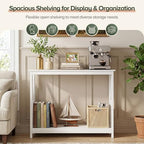 SUPER DEAL Console Table 39.5”, 2-Tier Narrow Sofa Side Table with Storage Shelf, Entrance Table for Hallway/Foyer/Living Room/Corridor/Office, White
