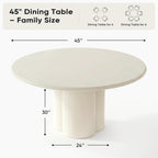 45-Inch Thick Concrete Dining Table for 4. Unique Cloud-Shaped Base, Sturdy Durable Easy-to-Clean Dinner Table. Modern White Round Dining Table Suitable for Dining Room Living Room Apartmen