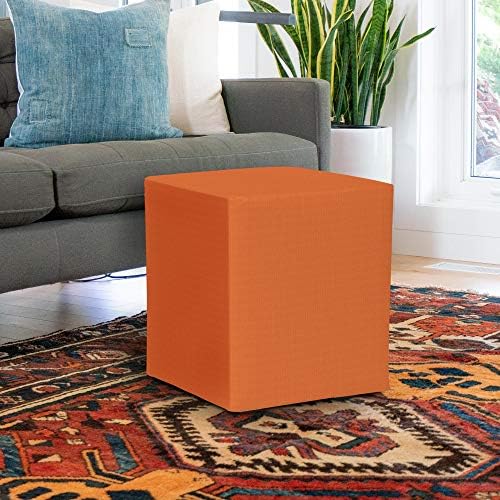 Howard Elliott Collection Universal Cube Ottoman with Cover, Multipurpose Padded Side Table, Footstool and Square Seating Ottoman for Living Room, Office or Bedroom, 18 x 18 x 20 Inch, Seascape Canyon