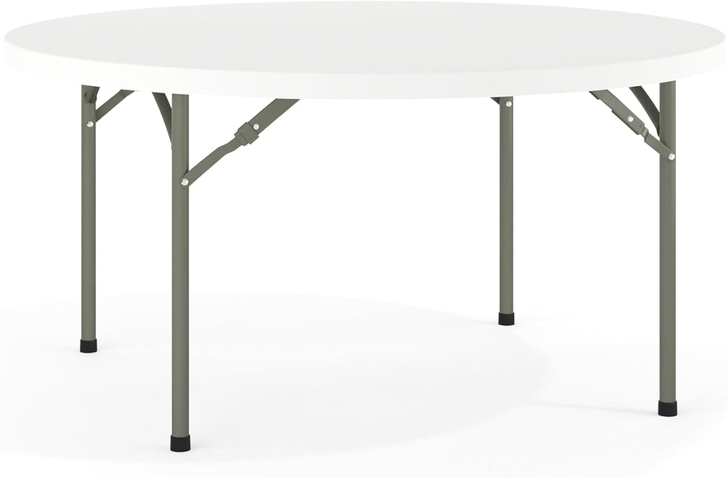 Flash Furniture 5' Round All-Occasion Plastic Folding Event Table for Parties and Trade Shows, Folding Banquet Table for Indoor/Outdoor Events, White