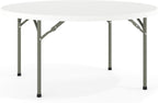 Flash Furniture 5' Round All-Occasion Plastic Folding Event Table for Parties and Trade Shows, Folding Banquet Table for Indoor/Outdoor Events, White