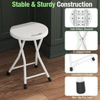 GYMAX Folding Stool, 18in Portable Collapsible Bar Stool with Handle & Steel Frame, 440lbs Sturdy Foldable Lightweight Metal Chair for Outdoor/Indoor Kitchen Home Bar, Assembly Free