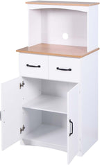 49''H Kitchen Cabinet with Countertop, Kitchen Pantry Cabinets with Doors/Drawers/Power Outlet, Freestanding Pantry Cabinet with Microwave Shelf & Wine Rack for Dining Room (White + MDF + Small)