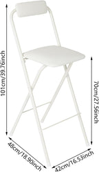 Folding Bar Stool with Back, 27 Inch Padded Counter Height Foldable Stool Portable Tall Folding Bar Chair 275lbs for Gardening Outdoor Kitchen Camping Fishing Shop Cafe (White)