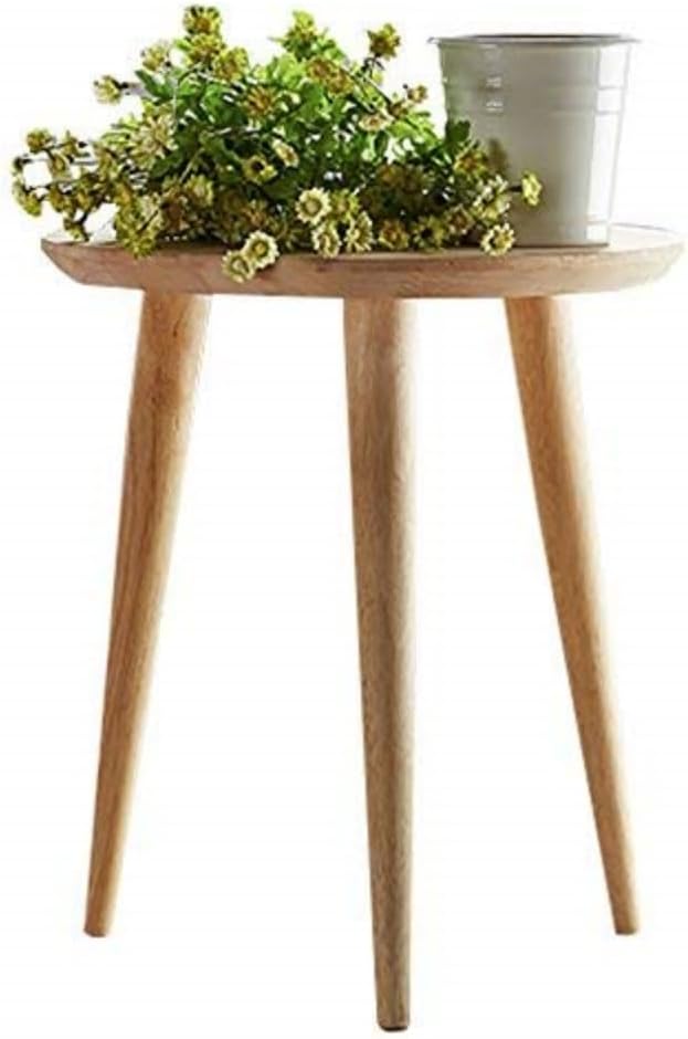 WoodShine Side Table Small Round Solid Wood Sofa End Tables Accent Nesting Coffee Table Natural(H:24.21inch)
