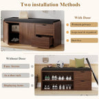 LVB 40” Entryway Bench with Padded Seat Cushion Shoe Bench with 2 Drawers | Wood Hidden Shoe Bench with 2 Drawers Cabinet, Industrial storage Bench for Foyer entrance Living Bedroom, Walnut Oak