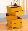 Rotating Storage Cabinet, Multi-Layer Movable Bedside Table, End Table with Rotating Drawers, Storage Sofa Side Cabinet(Yellow)