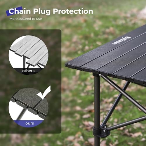 Byliable Folding Camping Table, Portable Aluminum Adjustable Height, Black | Roll-Up Camp Lightweight table with Carry Bag, 9 lb Weight, 21.7"-29.5" Height, Outdoor for Camping, Picnic and BBQ