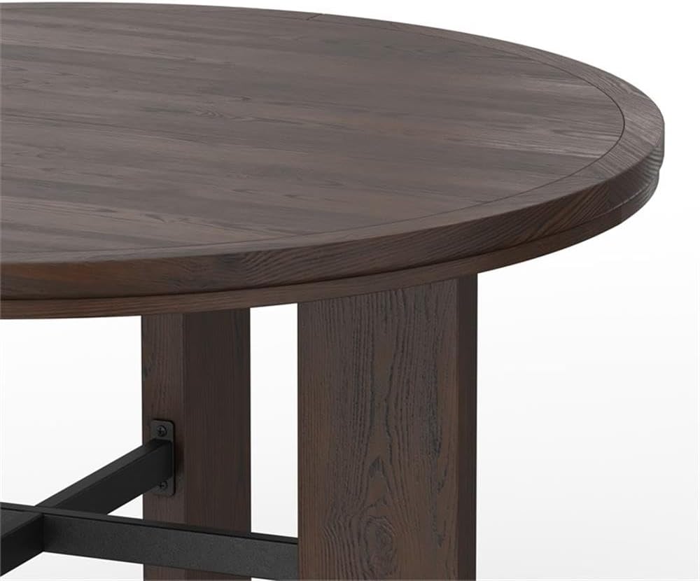 Pemberly Row 2-in-1 Game & Dining Table, 48-Inch Round Table with Flip-Top, Faux Leather Game Surface, Multi-Purpose Home Table, 30" Hx48 Wx48 D