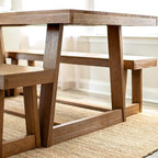 Plank+Beam Classic 72 Inch Dining Table, Rectangular, Pecan Wirebrush | Non-Toxic Finishes, Versatile Design, Farmhouse Design, Elegant Details, Easy Assembly, Quick Setup, Solid Wood