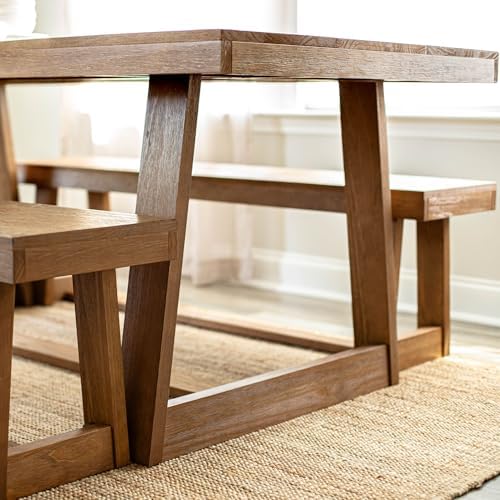 Plank+Beam Classic 72 Inch Dining Table, Rectangular, Pecan Wirebrush | Non-Toxic Finishes, Versatile Design, Farmhouse Design, Elegant Details, Easy Assembly, Quick Setup, Solid Wood