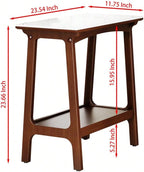 Retro Reddish Brown End Table, Narrow Side Table with Storage Shelf for Small Spaces, Slim Nightstand for Farmhouse Living Room, Entryway