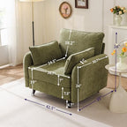 Rexulqo Oversized Accent Chair with All Seats Storage,Comfy Living Room Chairs with 2 Throw Pillow,Upholstered Mid-Century Armchair,24.5'' Deep Seat,Reading Chair for Bedroom,Office,Chenille,Green