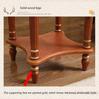 Telephone Table, End Table European Sofa Side Table,Solid Wood Coffee Table,Round Small Telephone Table for Home -515171cm(Color:Light Brown,Size:20.1720.1727.95in)