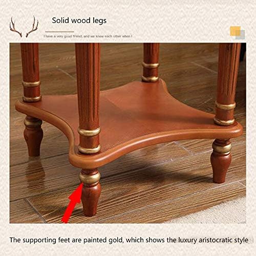 Telephone Table, End Table European Sofa Side Table,Solid Wood Coffee Table,Round Small Telephone Table for Home -515171cm(Color:Light Brown,Size:20.1720.1727.95in)