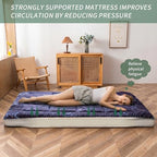 MAXYOYO Futon Mattress, Japanese Floor Mattress Folding Sleeping Pad | Black Moon and Star Quilted Mattress Topper, Extra Thick Breathable Floor Lounger Guest Couch for Camping, Queen