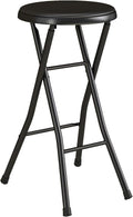 Portable Folding Metal Stool with Non-Slip Rubber Feet, Lightweight Compact Stool for Kitchen, Bar, Classroom, and Camping, Space-Saving Foldable Design with Padded Seat, Supports 200 lbs, Black