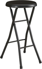 Portable Folding Metal Stool with Non-Slip Rubber Feet, Lightweight Compact Stool for Kitchen, Bar, Classroom, and Camping, Space-Saving Foldable Design with Padded Seat, Supports 200 lbs, Black