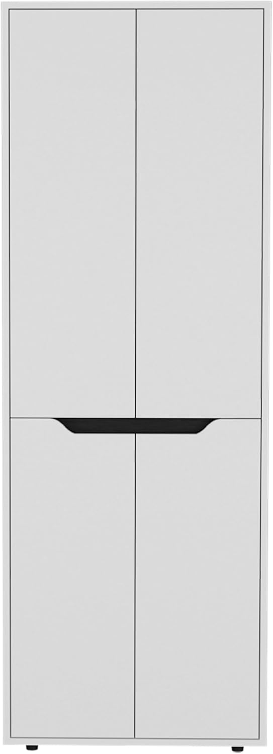 Slim Kitchen Pantry Cabinet: 11.8-Inch Depth for Small Kitchens - 4 Doors & 5 Shelves Organize 100+ Items - Modern White Storage for Apartments & Narrow Spaces