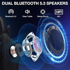 RGB Gaming Chair with Bluetooth Speakers and LED Lights Computer Chair-Blue | Ergonomic Massage Game Chair with Footrest High Back Music Video Game Chair for Adults Boys Gamer Chairs with Lumbar Support