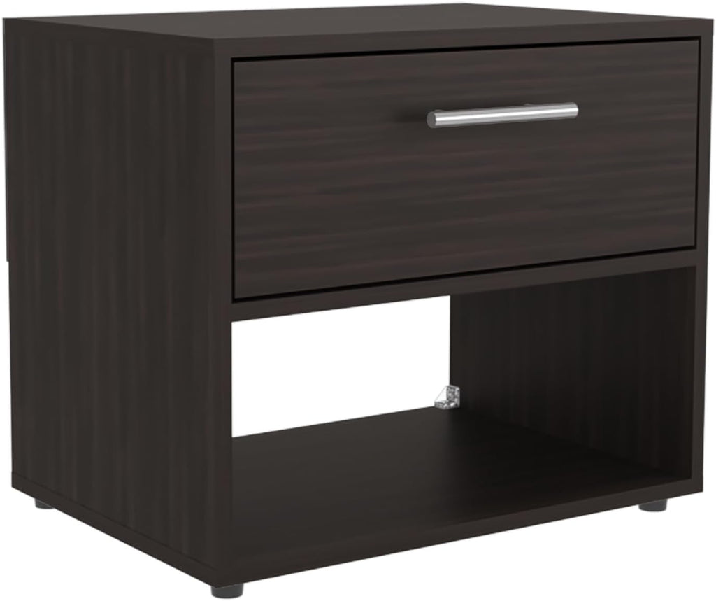 Modern Fluted Nightstand 4 Legs, Farmhouse End Table with Open Space and Drawer Dresser,for Small Spaces