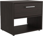 Modern Fluted Nightstand 4 Legs, Farmhouse End Table with Open Space and Drawer Dresser,for Small Spaces