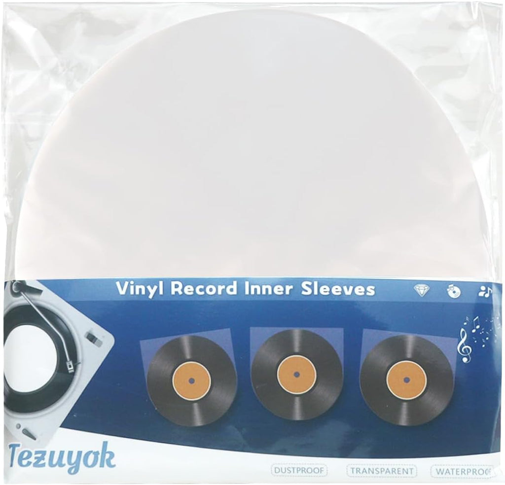 100PCS LP 12 Inch Vinyl Record Inner Sleeves Anti Static Round Bottom Protective Sleeves for Vinyl Record Album Storage(12inch, 100pcs)