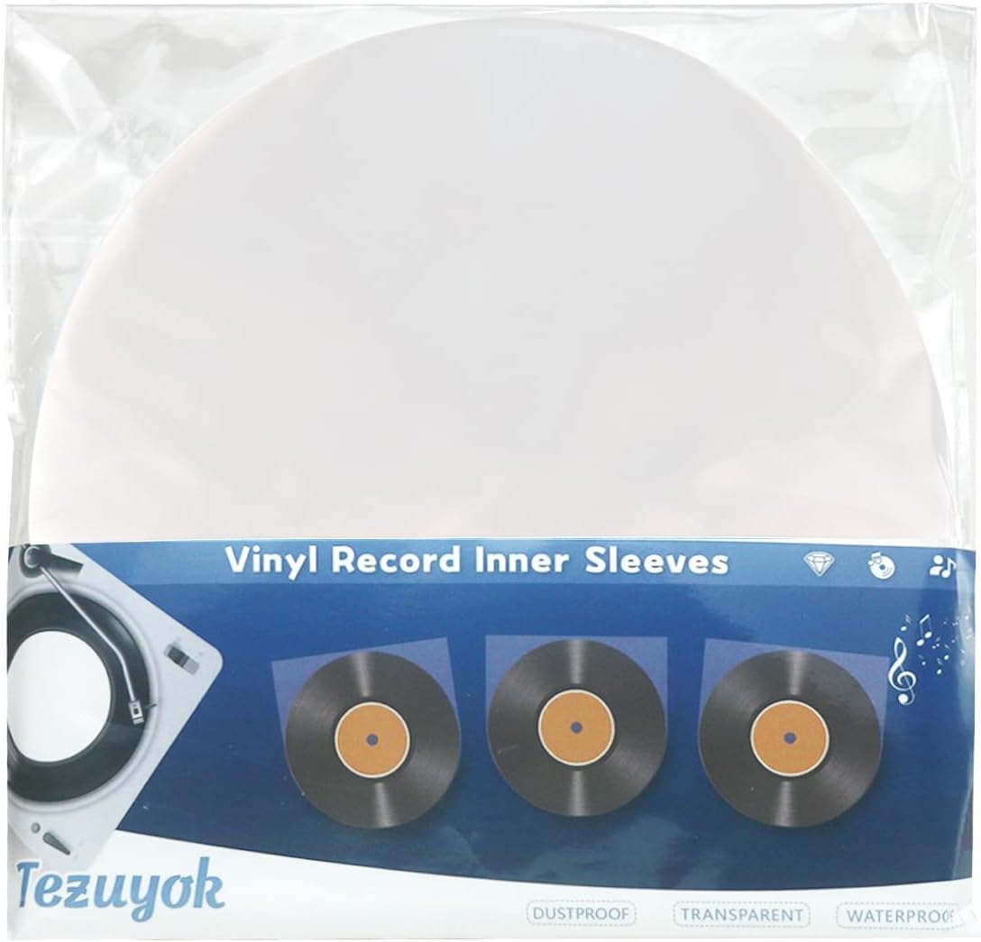 100PCS LP 12 Inch Vinyl Record Inner Sleeves Anti Static Round Bottom Protective Sleeves for Vinyl Record Album Storage(12inch, 100pcs)