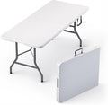 6 Feet Folding Table with Built in Handle & Fold-in-Half | Heavy Duty Portable | Lightweight Perfect for Party, Dining, Wedding, Events, Picnic Indoor, Outdoor, Camping, Utility-10P