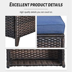 Belord Outdoor Furniture Ottoman Set of 2 Patio Seating Footstool All-Weather Rattan Wicker Ottoman Seat with Soft Cushions for Patio Furniture Set