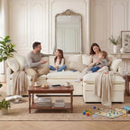 WorthFurni Modular Sectional Sofa with Storage Ottomans,103" L-Shaped Cloud Couch,Comfy Modern Couches with Pillows & Upholstered Deep Seat Cushion for Apartment Living Room Bedroom（Beige）