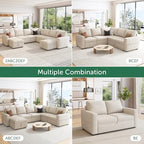 HONBAY Modular Sectional Sleeper Sofa with Pull Out Bed, L Shaped Couch with Storage Seat, Convertible Sectional Couches for Living Room, Beige