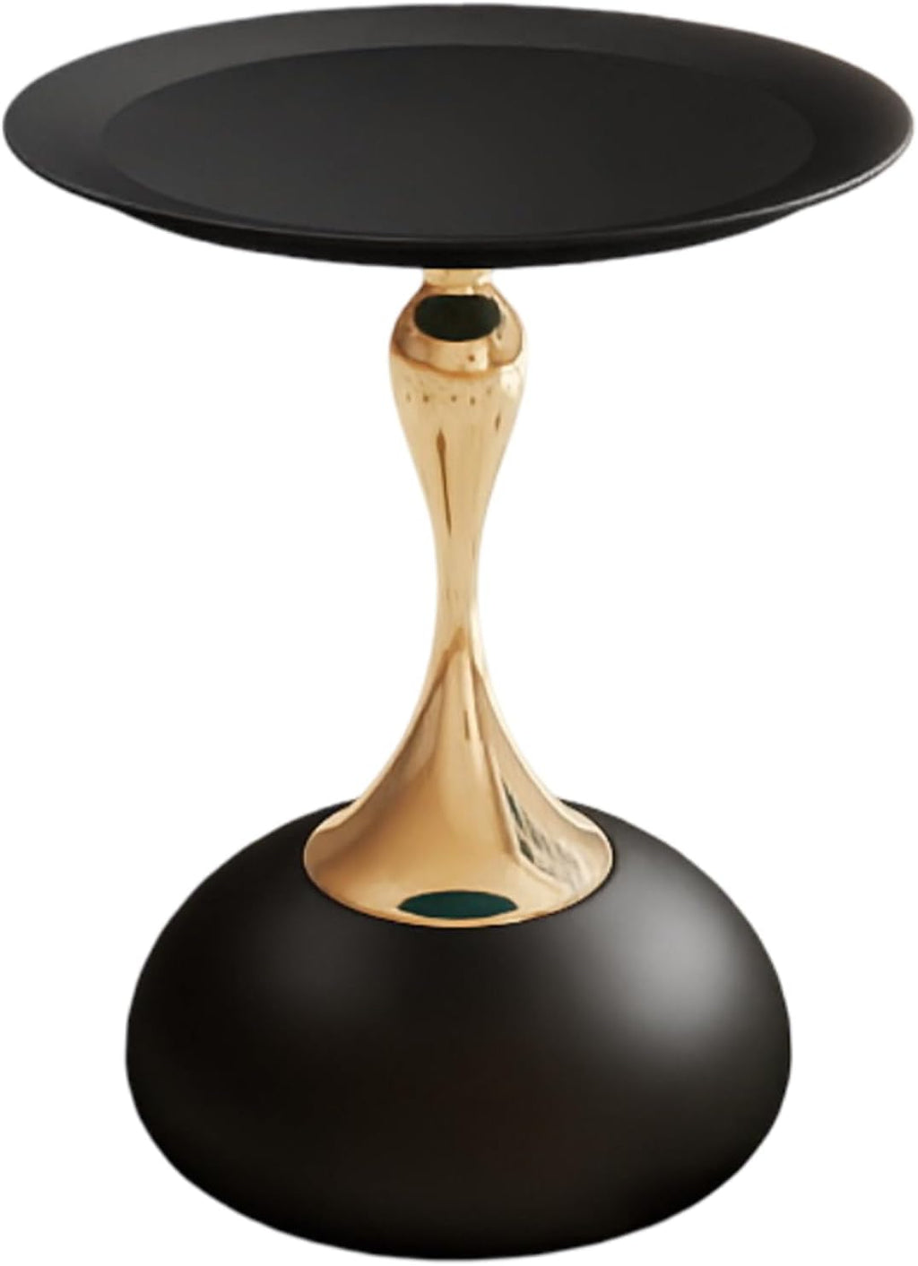Metal Round End Table,Modern Pedestal Table,Corner Drink Tables,Accent Side Table Nightstand for Living Room,Patio and bar (Black-Gold)