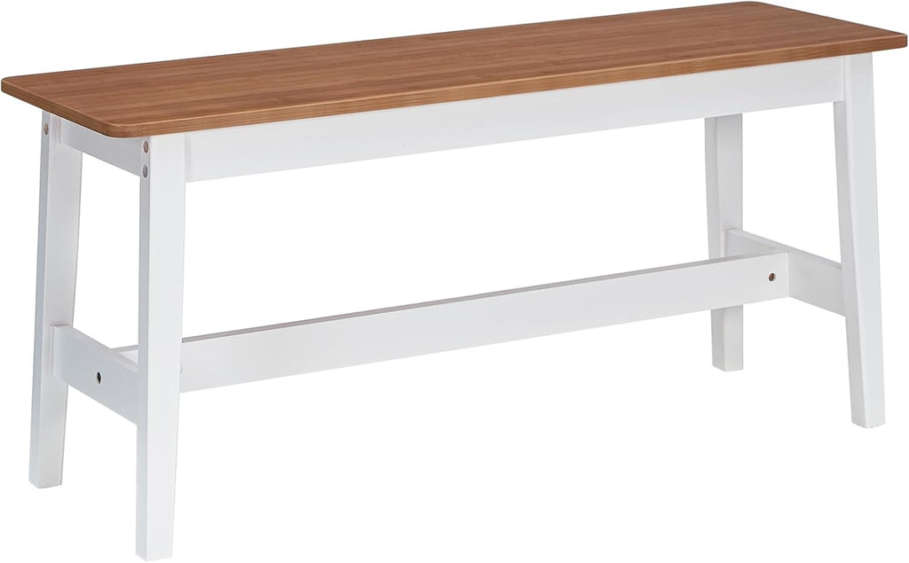 HOOBRO 39.3'' Bamboo Dining Bench, Farmhouse Kitchen Table Bench, Kitchen & Living Room Furniture, Easy to Assemble, Sturdy and Stable, Walnut and White WH03CD01G2