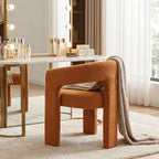 HNY Modern Sherpa Barrel Single Dining Chair, Orange | Upholstered Accent Armchair With 18.5" Wide Seat No Assembly Required For Living Room Bedroom Vanity Small Spaces