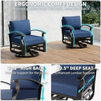 Gotland 2 Piece Patio Set, Metal Outdoor Swivel Chairs Set of 2 with 5.1’’ High-Resilience Seat Cushions 6.2’’ Thick Back Pillow 29.5’’ Deep Seat Removable Cushions for Backyard, Lawn, Porch, Navy