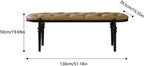 Modern Upholstered Bedroom Benches with Black Legs Genuine Leather Bench for Entryway Dining Room Living End of Bed, Yellowish Brown Entryway