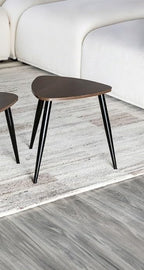 2pc Contemporary Nesting Tables Metal and Solid Wood Natural Black | Space-saving nesting design with metal and solid wood construction